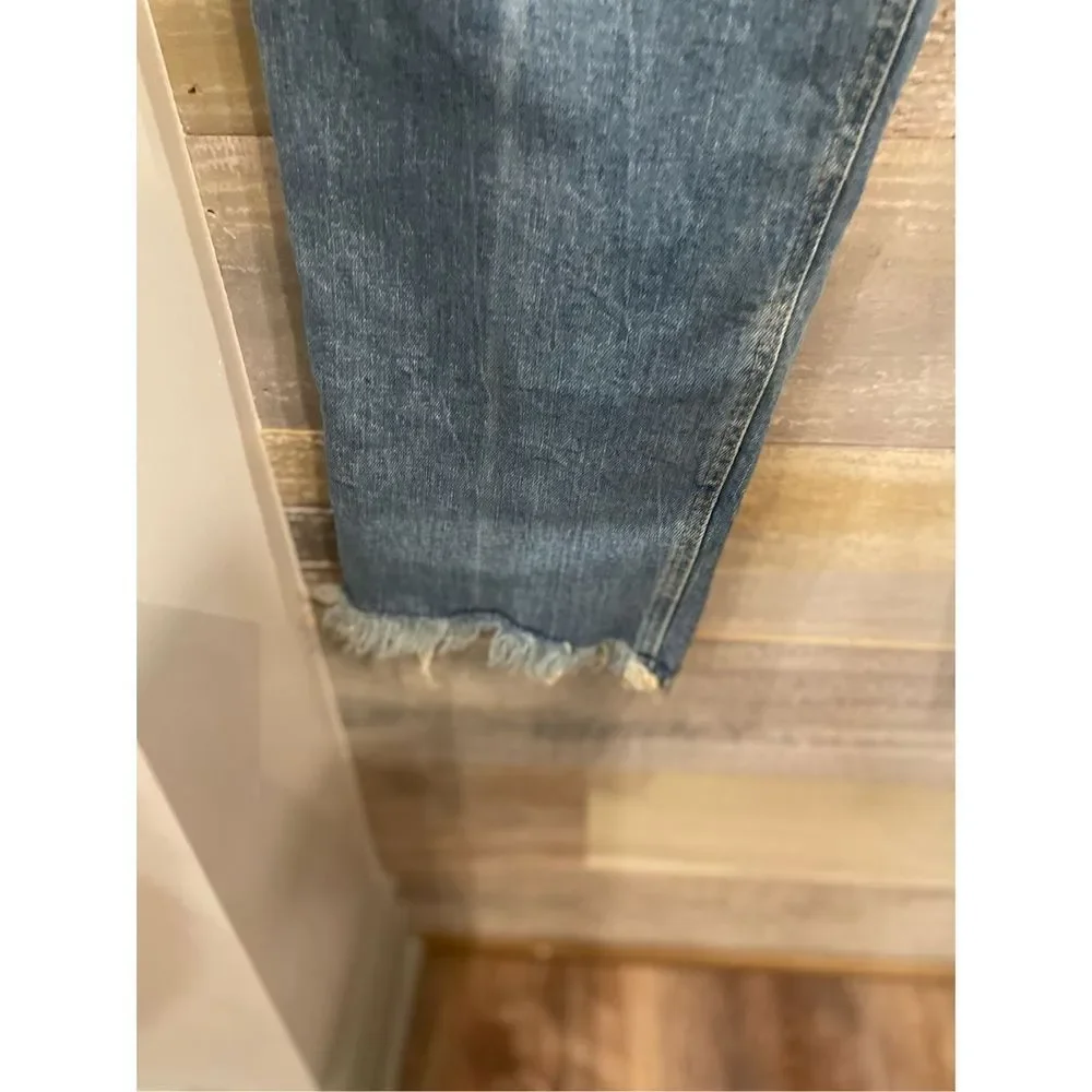 Old Navy 10 sky hi straight light wash button fly rough hem jeans - Picture 5 of 5